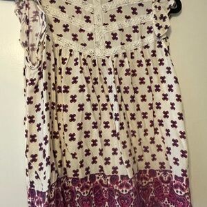 Rose & Olive Floral Ruffled Blouse with Fuchsia and Cream Accents